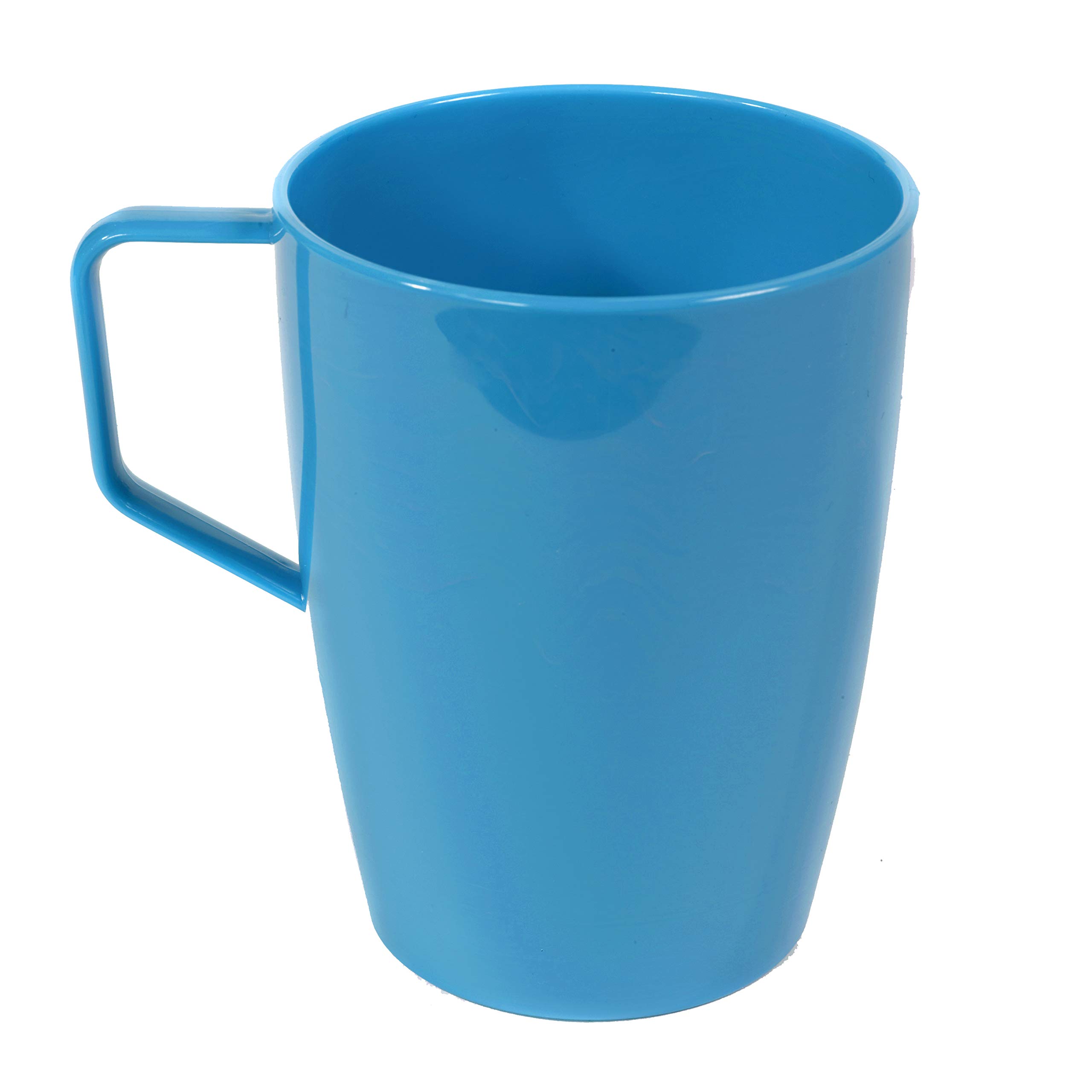 Harfield Blue Beakers Mugs with Handle 280ml Pack of 4 Unbreakable Reusable Polycarbonate Plastic