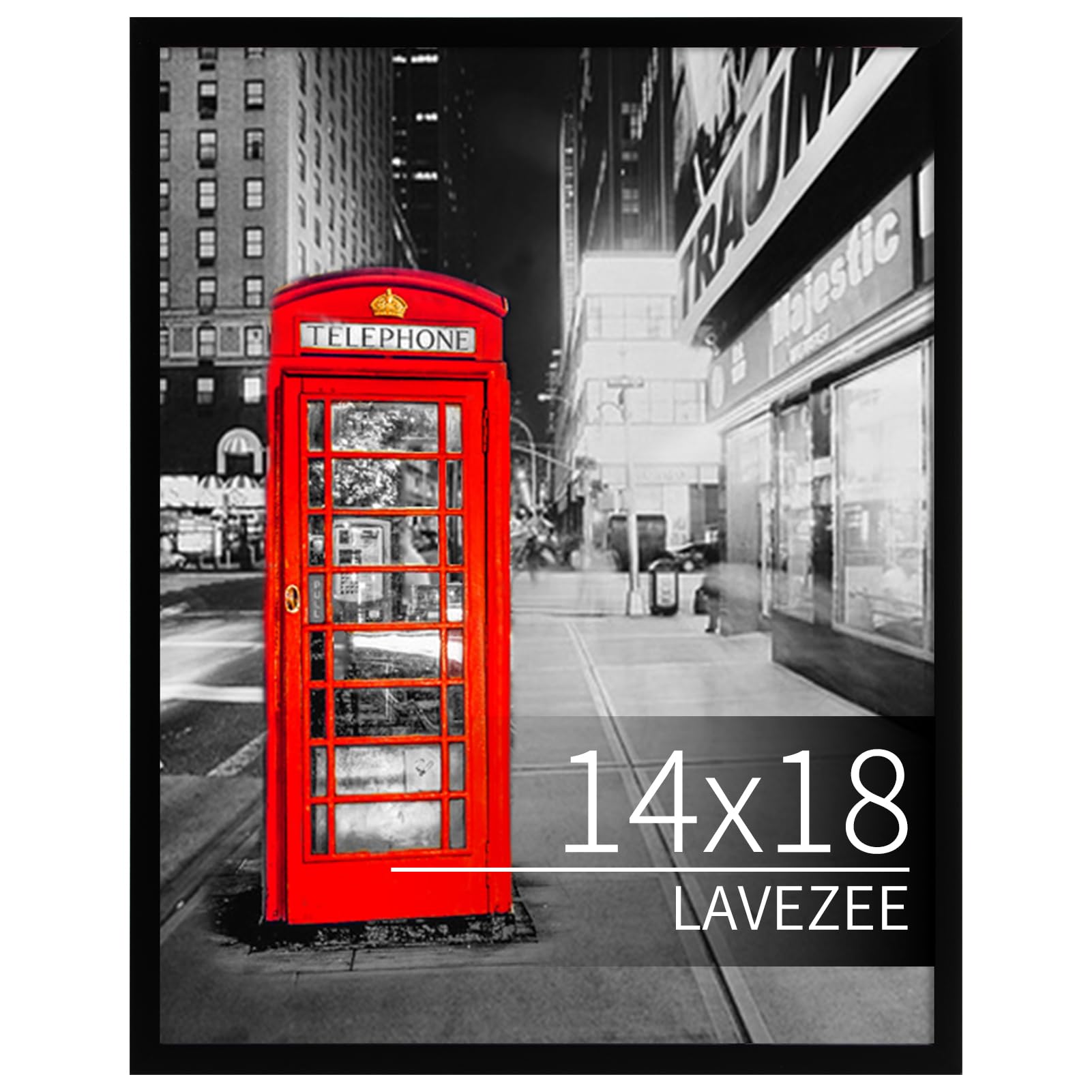 Lavezee 14x18 Poster Frame Black Display 14 x 18 Inch Photo Picture Frame for Gallery Wall, 1 Pack