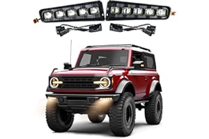 LEPZ LED Fog Lights Assembly Compatible For Ford Bronco 2021 2022 2023 2/4-Door,LED Modular Bumper Fog Lights Kit For Bronco Dual Function Accessories,Amber/Clear Fog Assemblies Daytime Running Light