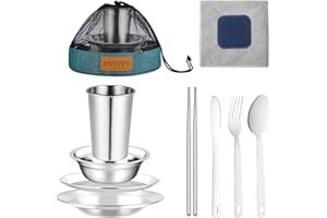 EWOVUV Camping Mess Kit - for Camping 1 to 2 Person boy Scout Camp Dishes Camping Cooking Utensils Accessories Plates Dinnerware Set Outdoor