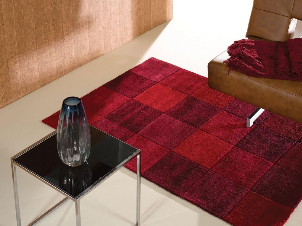 Lord of Rugs Large Quality Modern HeavyWeight Checked Design Red Area Rug in 120 x 170 cm (4' x 5'6'') Carpet