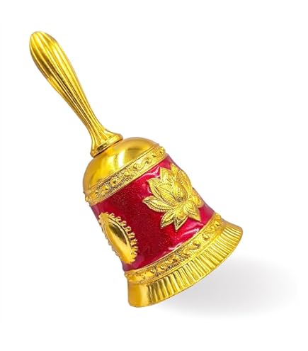 Antique Brass Peacock Engraved Hand Bell – Loud Call Bell For Dinner, Classroom, Service, Door (110mm, 1 Pack)