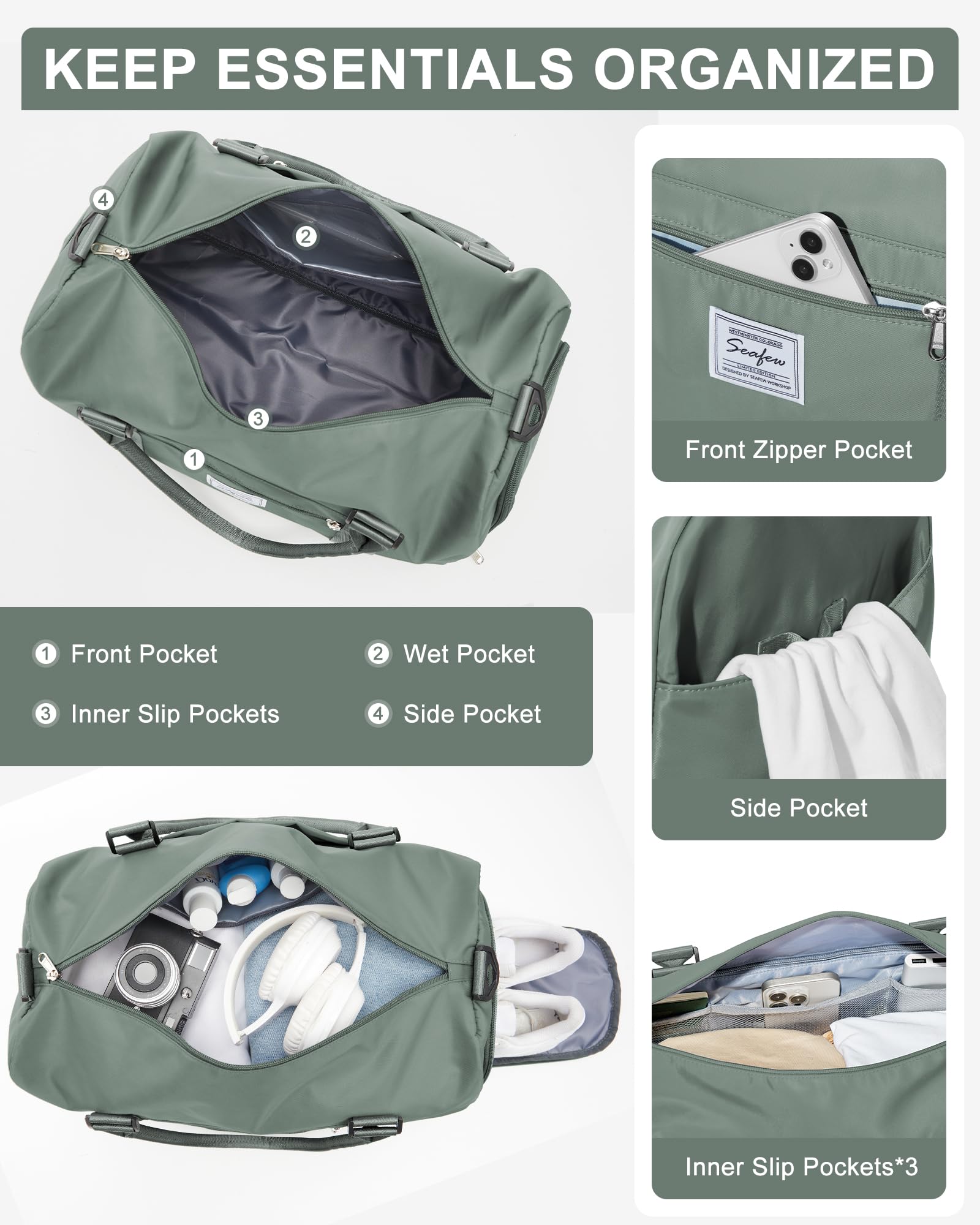 Gym Bag Womens,Travel Duffel Carry on Bag Sport Tote Bag Weekend Overnight Bag