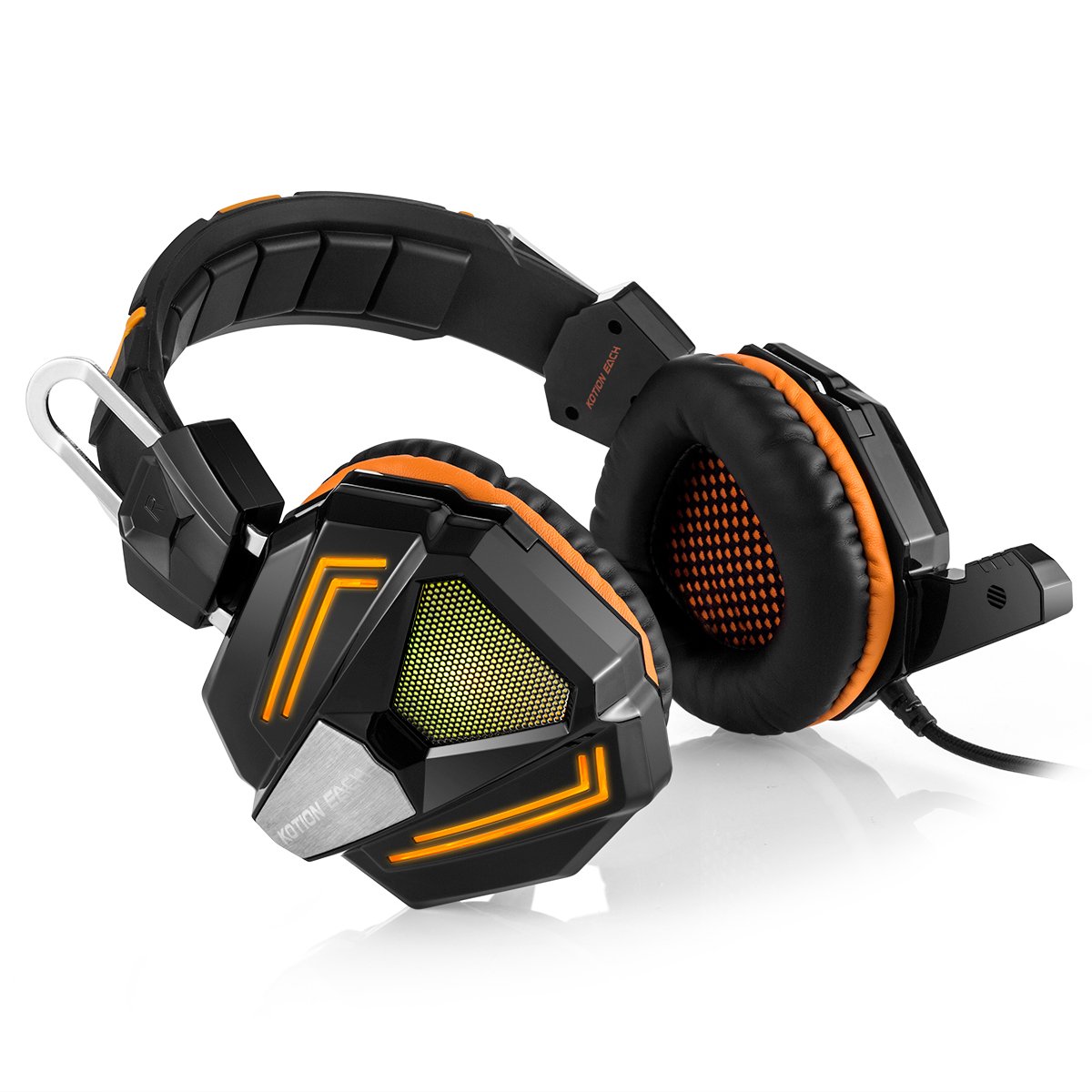 KOTION EACH G5000 Gaming Auriculares Estéreo para Juegos de PC de 3.5mm, Auriculares con Fuertes Bajos, Cómodo Auricular con Micrófono, Ajuste Supraauricular con Aislamiento de Ruido, Luz LED con Efecto de Respiración para Ordenadores Portá