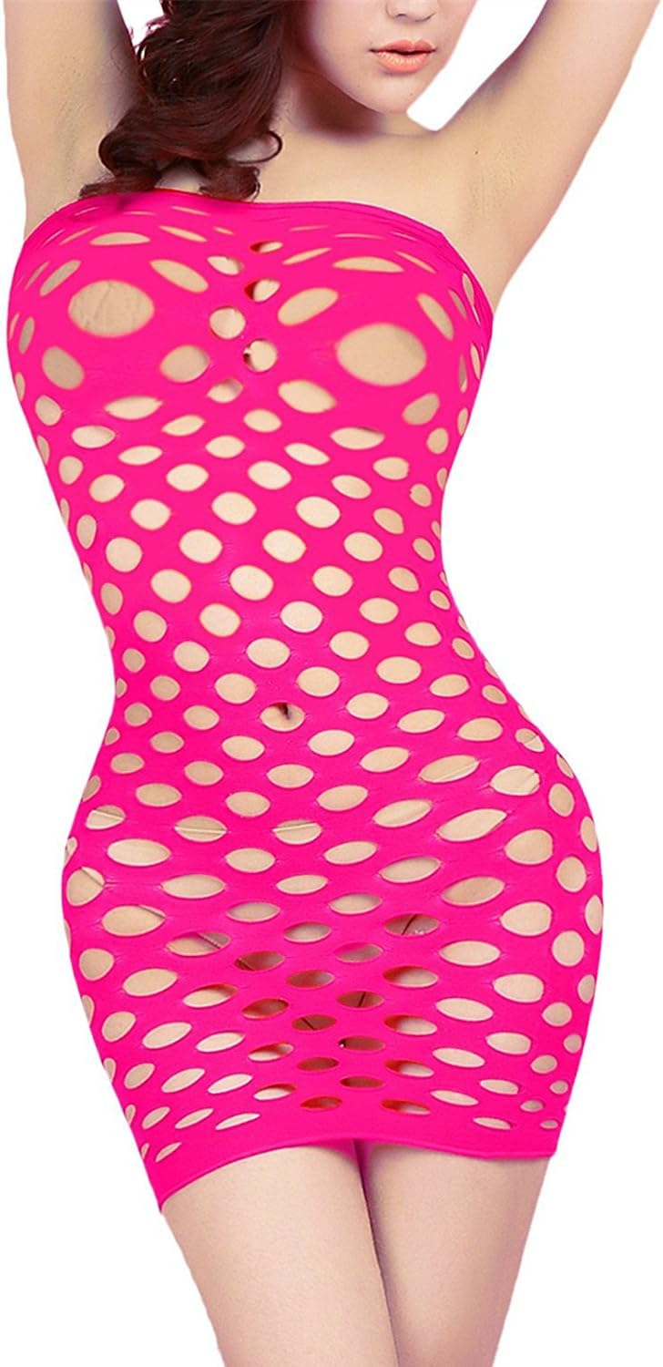 Sexy Womens Lingerie Babydoll Strapless Chemise Dresses,Nighties Minidress for Women One Size (Hotpink)