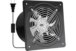 8 Inch Kitchen Exhaust Fan with Switch on the Cord,80W 617CFM Stainless Steel Portable Wall Mounted Ventilation Fan with Damp