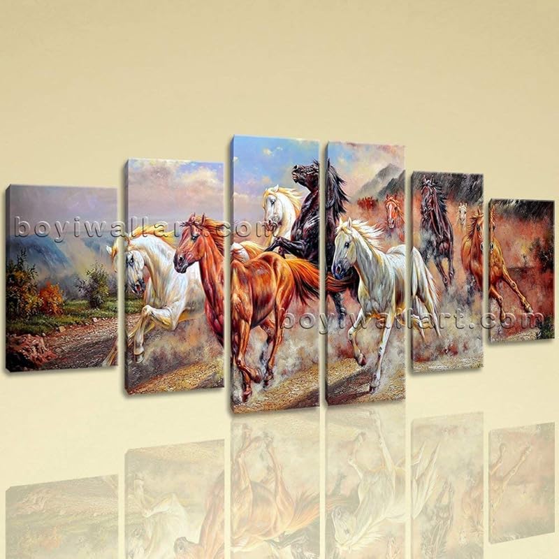 Large Abstract Canvas Art Animal Wall Impressionism Dining Room 6 Panels Print