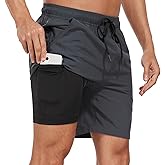 Nyicey Mens Swimming Shorts with Quick Dry Swim Trunks Bathing Suit 2 in 1 Stretch Beach Swimsuit for Surfing Sport