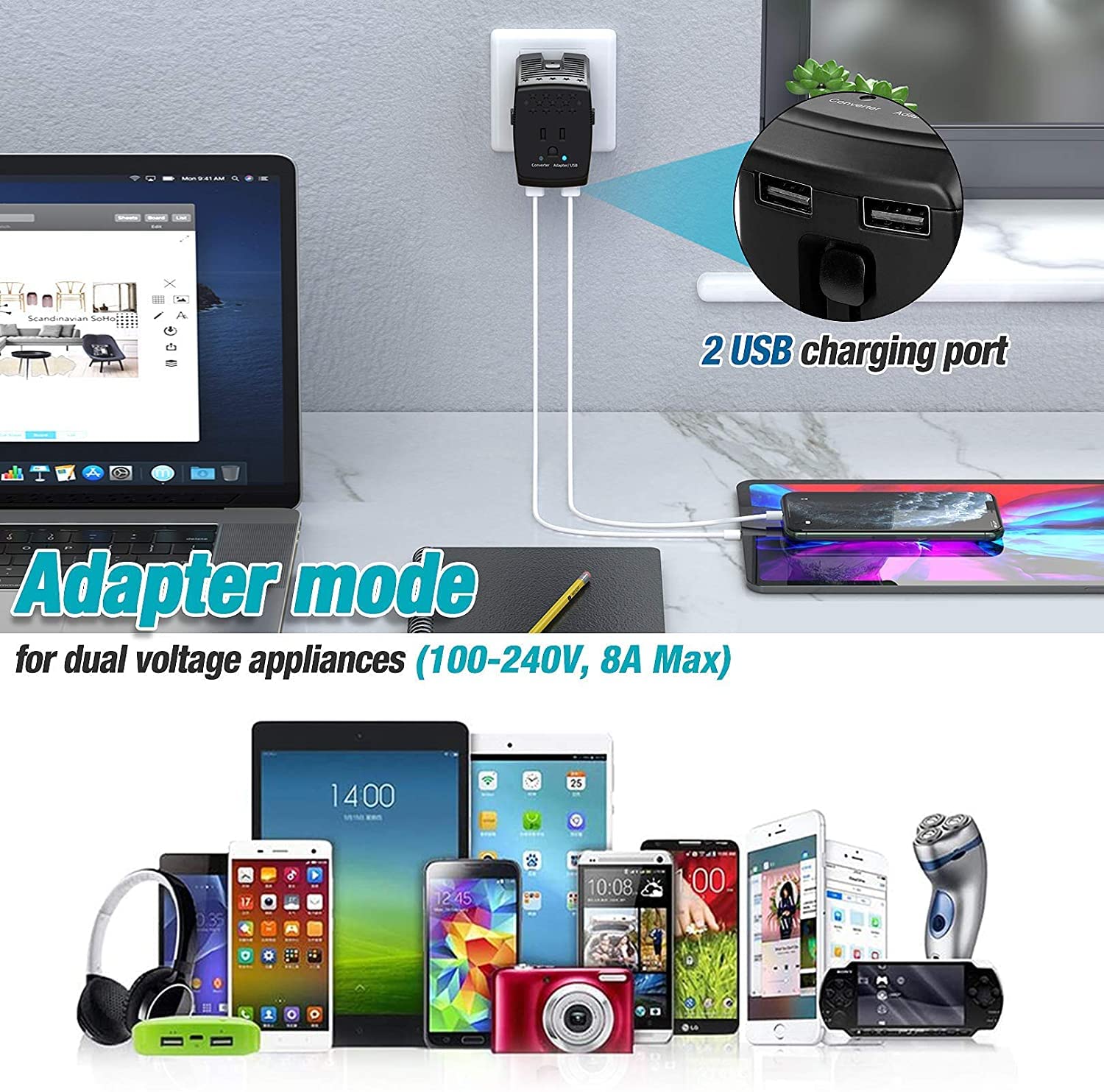 Mua 2000Watt All in One Step Down Voltage Converter 220V to 110V for ...