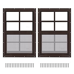 2 Pack 12" x 18" Brown Shed Window with Tempered