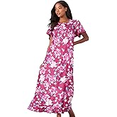Dreams & Co. Plus Size Long Floral Print Cotton Gown