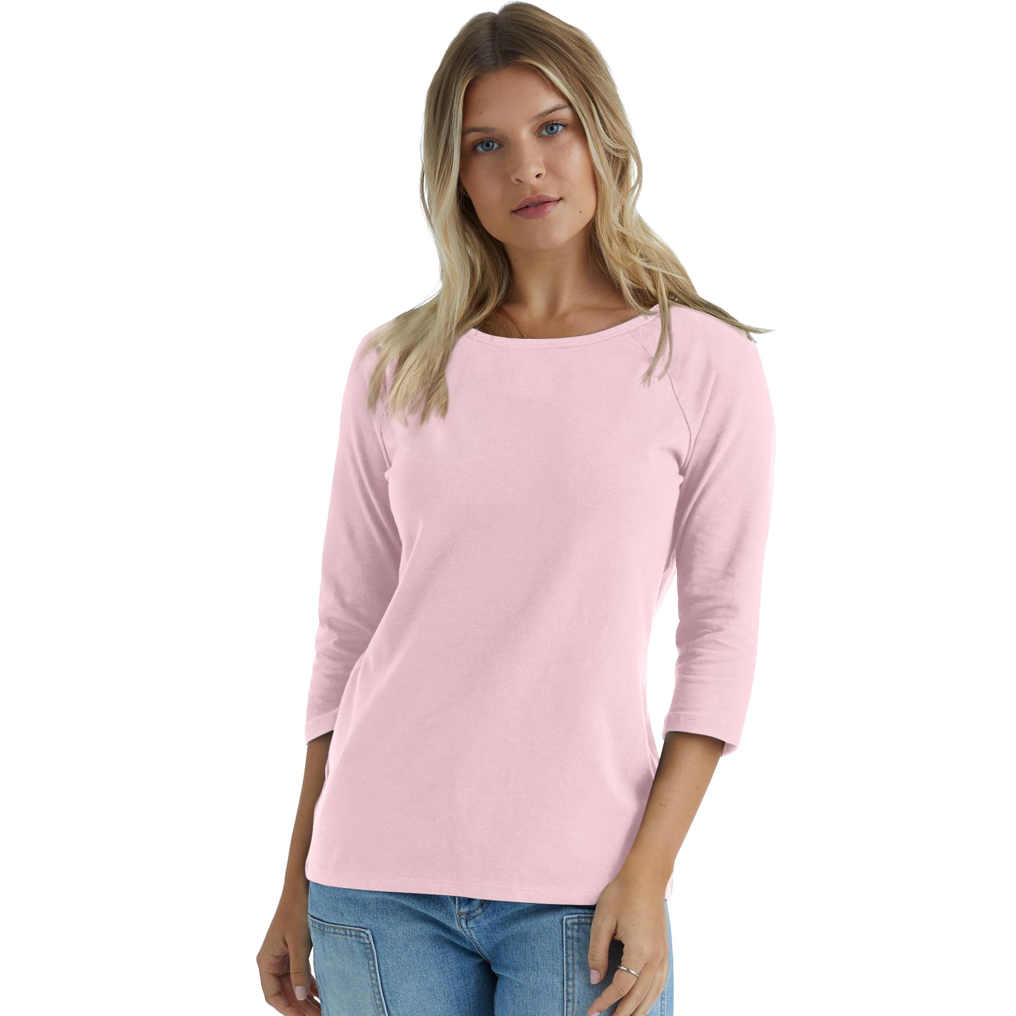 Hanes Women's Stretch Cotton Raglan Sleeve Tee, Paleo Pink, X Large for ...