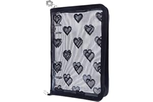 NatSumeBasics Black A6 Binder Zipper Cash Envelope Wallet 6 Ring Lace Zip Budget Binders Cover for Journaling Planner (Zipper Black, A6 Binder)