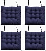 DKIEI Seat Pads for Dining Chairs 4 Pack 40x40cm Blue with Non-Slip Straps