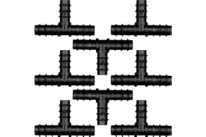 Maitys 8 Pieces 1/2 Inch Drip Irrigation Fittings Parts Soaker Hose Repair Kit Inline Barb Drip Irrigation Hose Connectors Plastic Tubing End Stop for Garden Lawn Sprinkler Systems(Tee)