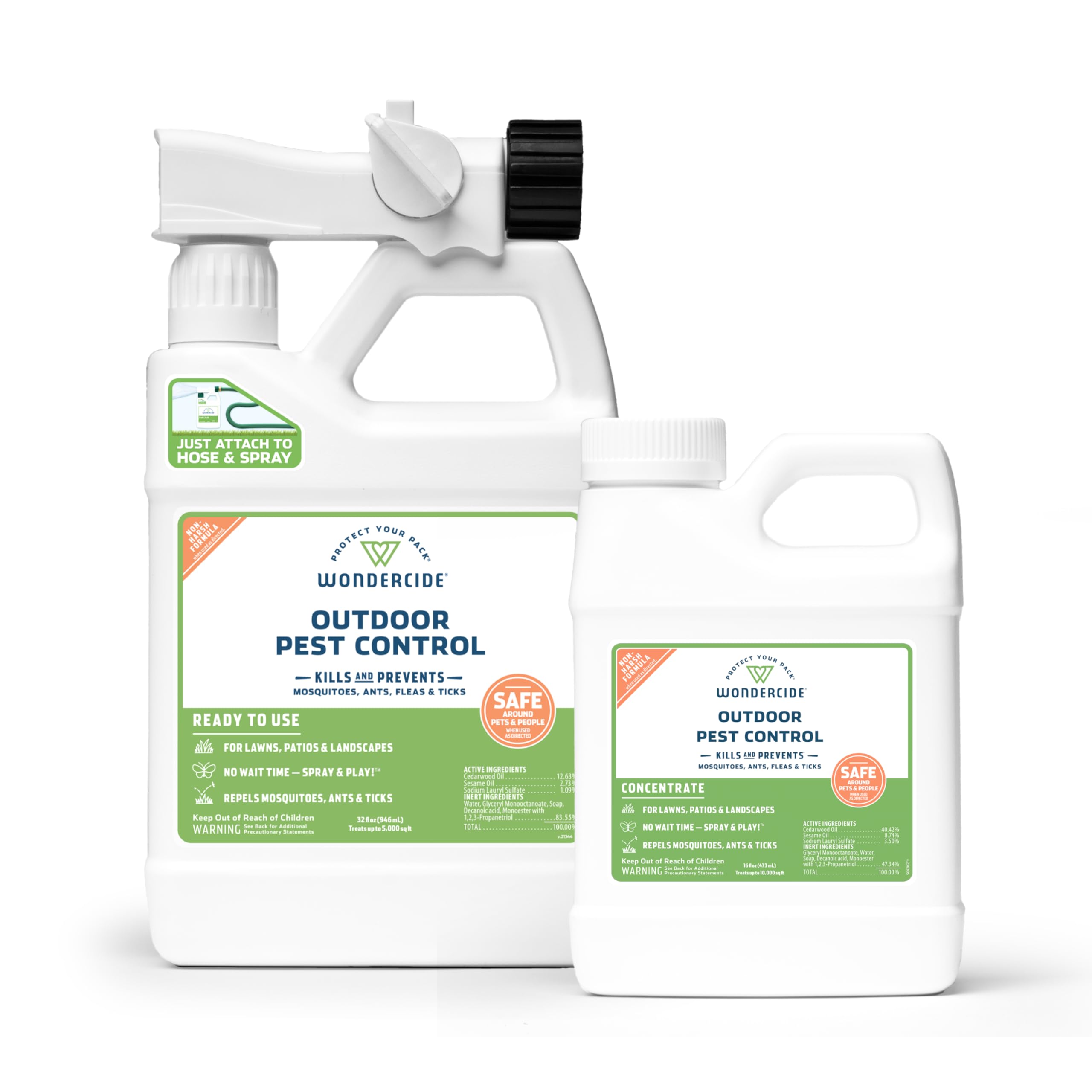 Wondercide - Mosquito Yard Spray Refill Starter Kit - Powered by Natural Essential Oils – Insect Killer and Repellent - Lawn Treatment for Pest Control - 32 oz Ready to Use and 16 oz Concentrate