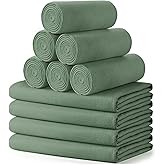 Buryeah 10 Pcs Fleece Blanket Bulk Soft Warm Fleece Blankets Cozy Lightweight Throw Blankets Plush Pet Throw Blanket for Home Bed Sofa Office Wedding Gifts Travel(50" X 60",Army Green)