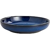 Swuut Transmutation Glaze Serving Pasta Bowl,10 inch Ceramic Wide Salad Bowls,50 Ounce Large Big Fruit Bowl for Kitchen, Microwave Oven Dishwasher Safe (Blue)