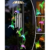 Nacome Solar Wind Chimes for Outside: Gardening Hummingbird Gifts for Women | Hanging WindChimes with LED Lights Outdoor for Outdoor Garden Yard Patio Porch Decor
