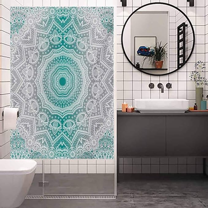 Película decorativa para ventana de papel de cristal, gris y verde