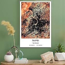 Taipei Map Poster, Taiwan Map Art Poster, Map Decor