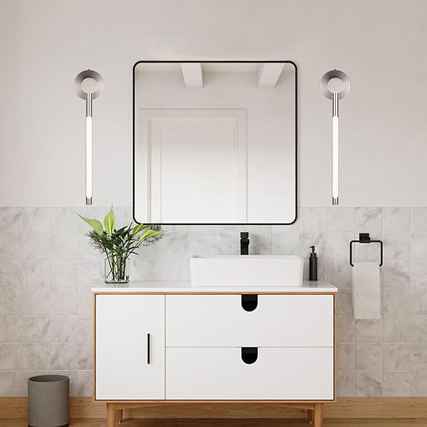 PENDRION 20 INCH BRUSHED NICKEL MODERN LED WALL SCONCE INDOOR WALL LIGHTS CONTEMPORARY BATHROOM VANITY LIGHT FIXTURE WALL MOUNT LAMP 15W 5CCT DIMMABLE LED WALL LIGHTING FOR CORRIDOR GALLERY HOUSE