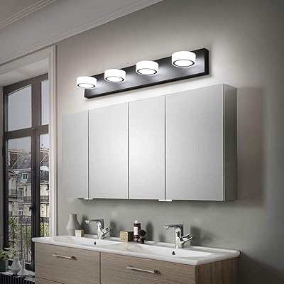 Buy Solfart Led Modern Lighting For Bathroom Over Mirror Lighting Fixtures Rotating Round Acrylic Black Base Contemporary Vanity Light 9550 4 Online In Slovakia B08tqbwml8