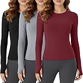 Simlakey 3 Pack Women Workout Tops Compression Long Sleeve Shirts Athletic Quick Dry Shirts Gym Yoga Basic