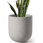 LE TAUCI 10 Inch Plant Pot, Ceramic Pots for Plants, Neutral Gray | Indoor Planter with Drainage Hole and Plug, Modern Planter Pot for Snake Plants and ZZ Plants, Home Room and Office Decor