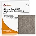 Carbou Silver Calcium Alginate Wound Dressing with Ag, 3'' x 3'' Patches,10 Individual Sterile Pads, Soft and Highly Absorbent Dressing Gauze, Non-Stick Padding