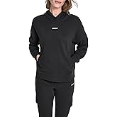 DKNY womens Metallic Bubble Logo Drop Shoulder Hoodie Sweatshirt