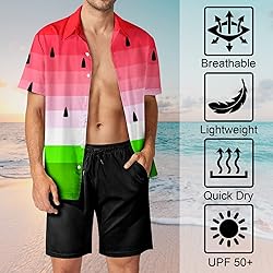 HUGLAZY Watermelon Hawaiian Shirt for Men Fruit Big