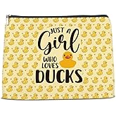 NGAEAK Duck Gifts Cosmetic Bag Just a Girl Who Loves Ducks Zipper Makeup Pouch Duck Themed Gifts Small Makeup Bag
