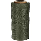 uxcell 150D 0.8mm Flat Waxed Thread 284 Yards Polyester Leather Sewing Waxed String Hand Stitching Waxed Cord for Leather Stitching Sewing Bookbinding DIY Craft Dark Green