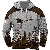 Christmas Sweatshirt Mens Long Sleeve Graphic Hoodies Trendy Casual Oversized Santa Claus Printed Christmas Pullover Tops