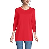 Lands' End Womens 3Q Cotton Supima Crew Neck Tunic Compass Red Tall X-Large