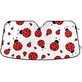 Oarencol Ladybugs Scarab Car Windshield Sun Shade Cute Animal Foldable UV Ray Sun Visor Protector Sunshade to Keep Your Vehicle Cool (55