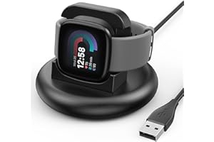 Wanme Charger Dock for Fitbit Versa 4 / Versa 3 / Sense 2 / Sense, Anti-Slip Charging Stand Dock with 4.4ft Replacement Cable Cord (USB)