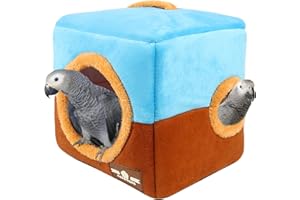 GINDOOR Large Size Parrot Nest House - Winter Warm Bird Snuggle Hut Hanging Birds House Cage Hideaway Cave Bed for Large Birds Amazon Parrots African Grey Cockatoos Macaws
