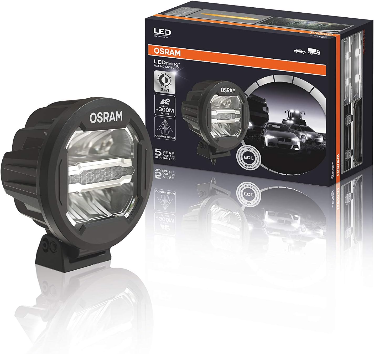 Osram LEDriving ROUND MX180CB, LED Zusatzscheinwerfer für Nah und Fernlicht, Combo, 3000 Lumen Osram LEDriving ROUND MX180CB, LED Zusatzscheinwerfer für Nah und Fernlicht, Combo, 3000 Lumen