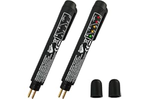 FSTURIOS 2PCS Brake Fluid Liquid Tester Pen, DOT 3 DOT 4 DOT 5.1 Brake Fluid Diagnostic Testing Pen, Vehicle High-Precision Hydraulic Liquid Oil Moisture Analyzer with 5 LED Indicators