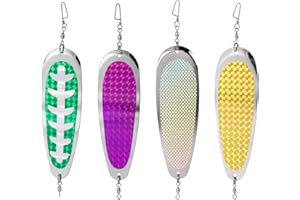 Penitue 4pcs Teardrop Fishing Dodgers Trolling Flashers, 14cm/5.5 Inch Reflective Salmon Flashers Metal Dodger Fishing Lures for Lake Trout Halibut Deep Water Trolling Accessories