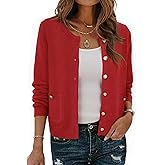 Allegra K Cardigan Sweaters for Women 2025 Fall Collarless Button Up Dressy Chunky Knit Cardigans