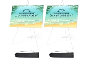 Starhoo Easel Stand for Display Wedding Sign & Poster 63'' Portable Art Easel for Floor Adjustable Metal Easel White 2 Pack