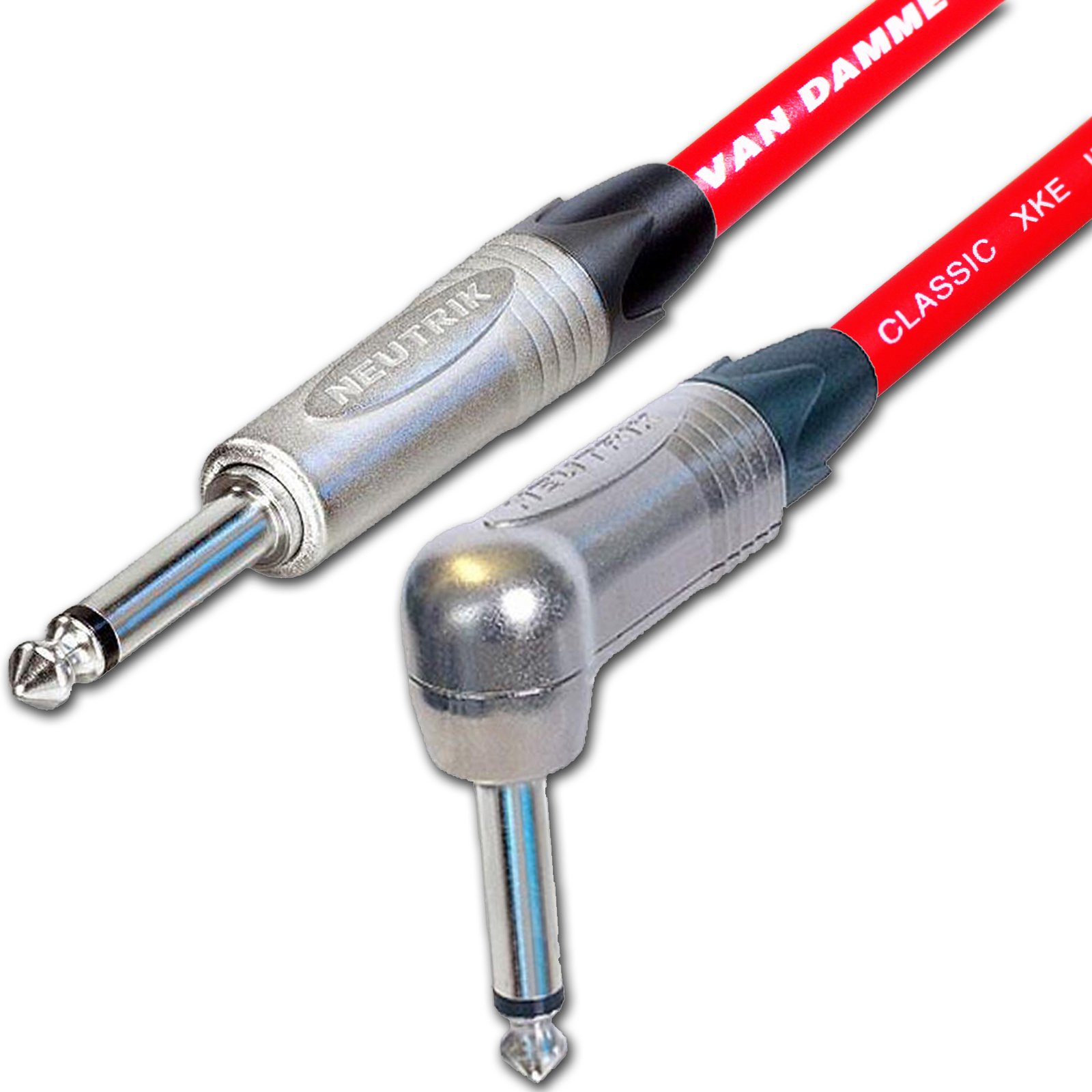 Designacable 1m Custom Length Silver Solder Right Angle to Straight FX Patch Lead Cable - Red