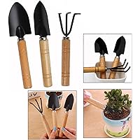 OFKPO Mini Gartenwerkzeug Set - 3-tlg. Schaufel, Kelle, Harke Mit Holzgriff