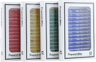 BOJACK 48 PCS Prepared Microscope Slides Set Animals Insects Plants Flowers ABS