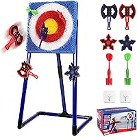 FINCOME Kids 3 in 1 Axe Throwing Set with Target, Axe Throwing Yard Game for Backyard with Axes, Ninja Stars, Dart for Indoor