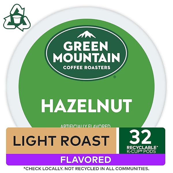 GREEN MOUNTAIN COFFEE ROASTERS HAZELNUT KEURIG SINGLE-SERVE K-CUP PODS, LIGHT ROAST COFFEE, 32 COUNT