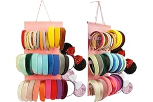 JOYMOMO Hanging Headband Holder for Girls, Felt Headband Organizer Storage Holder - Pink